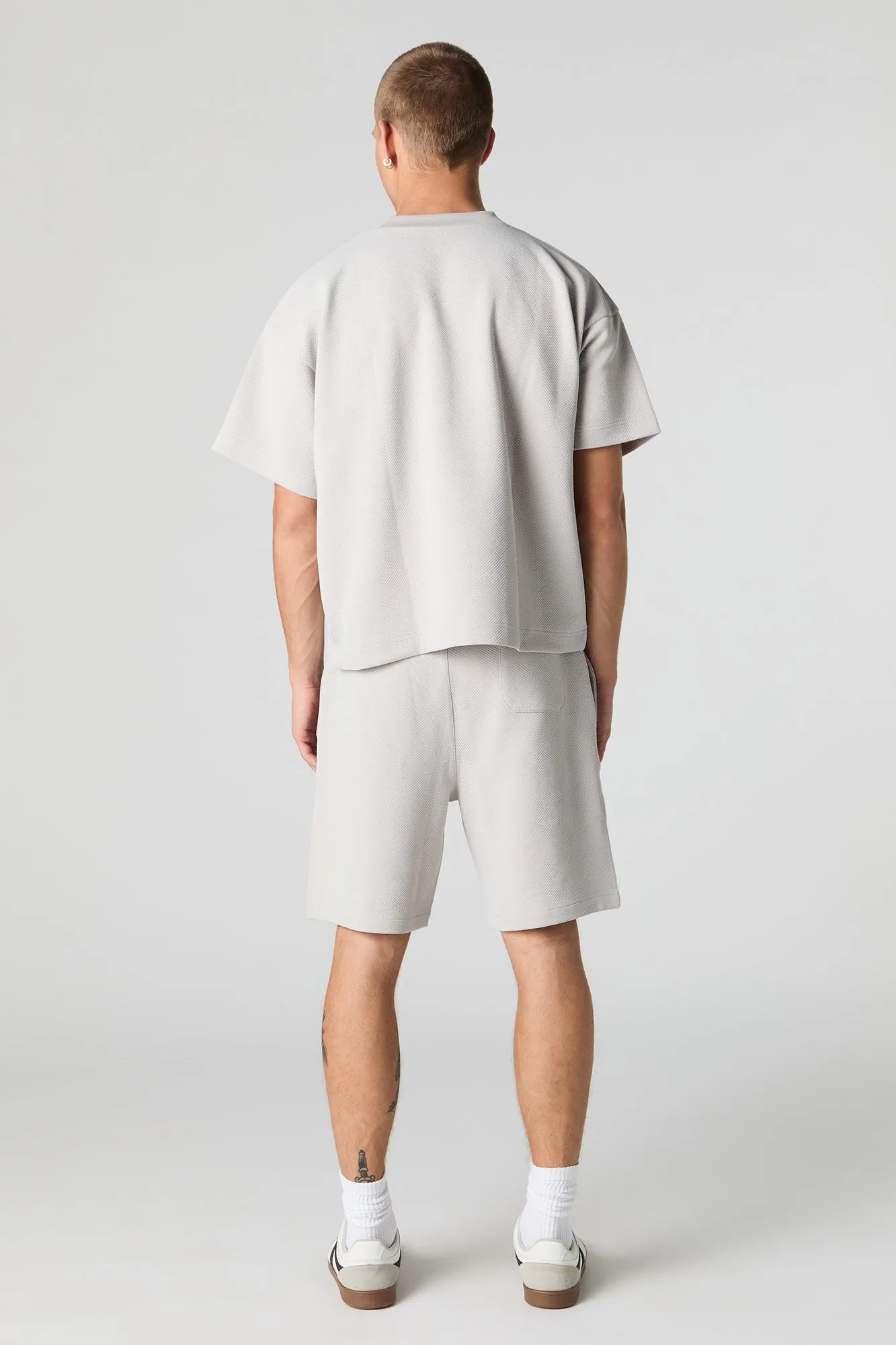 Short texturé à taille coulissante