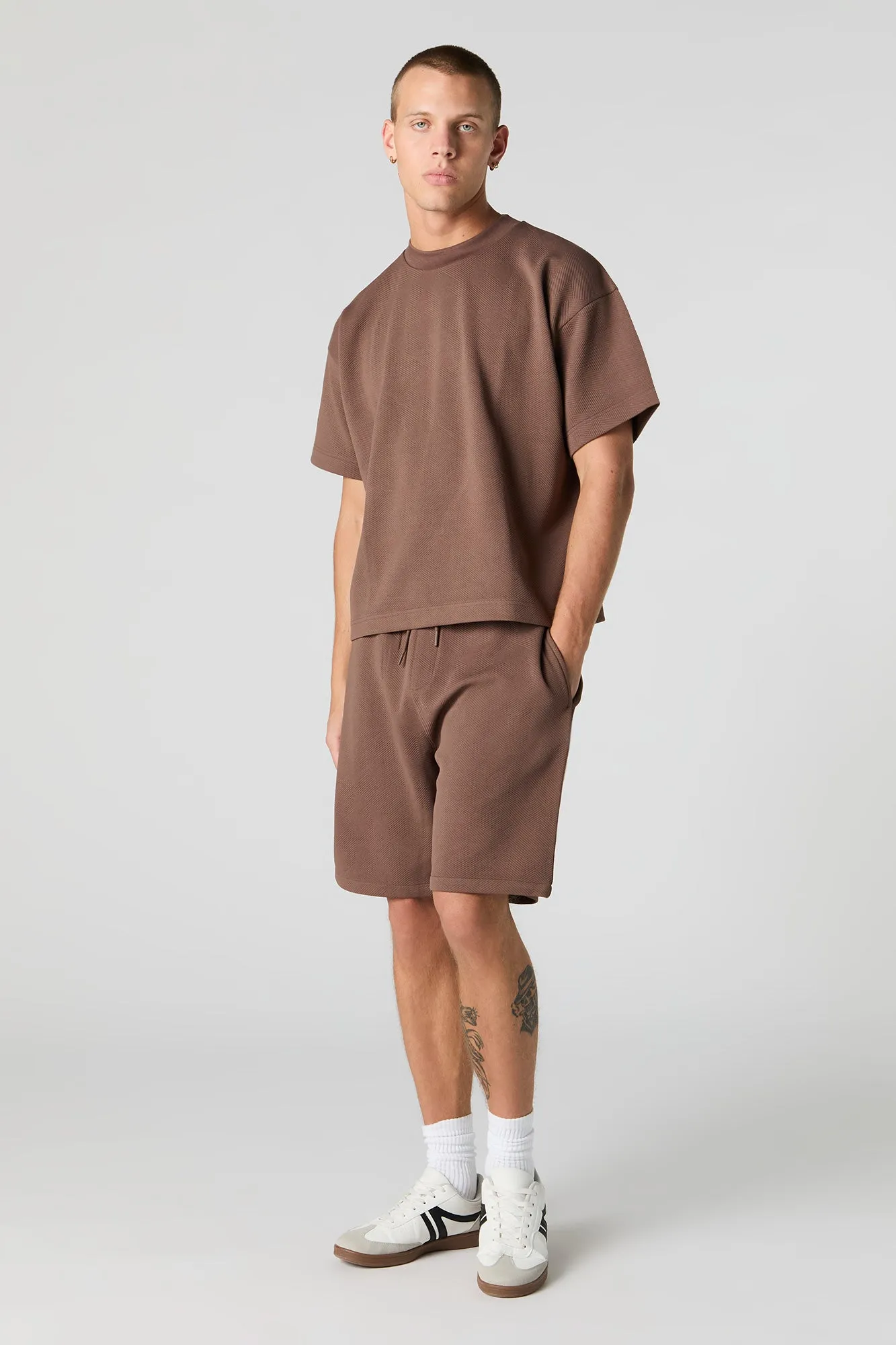 Short texturé à taille coulissante