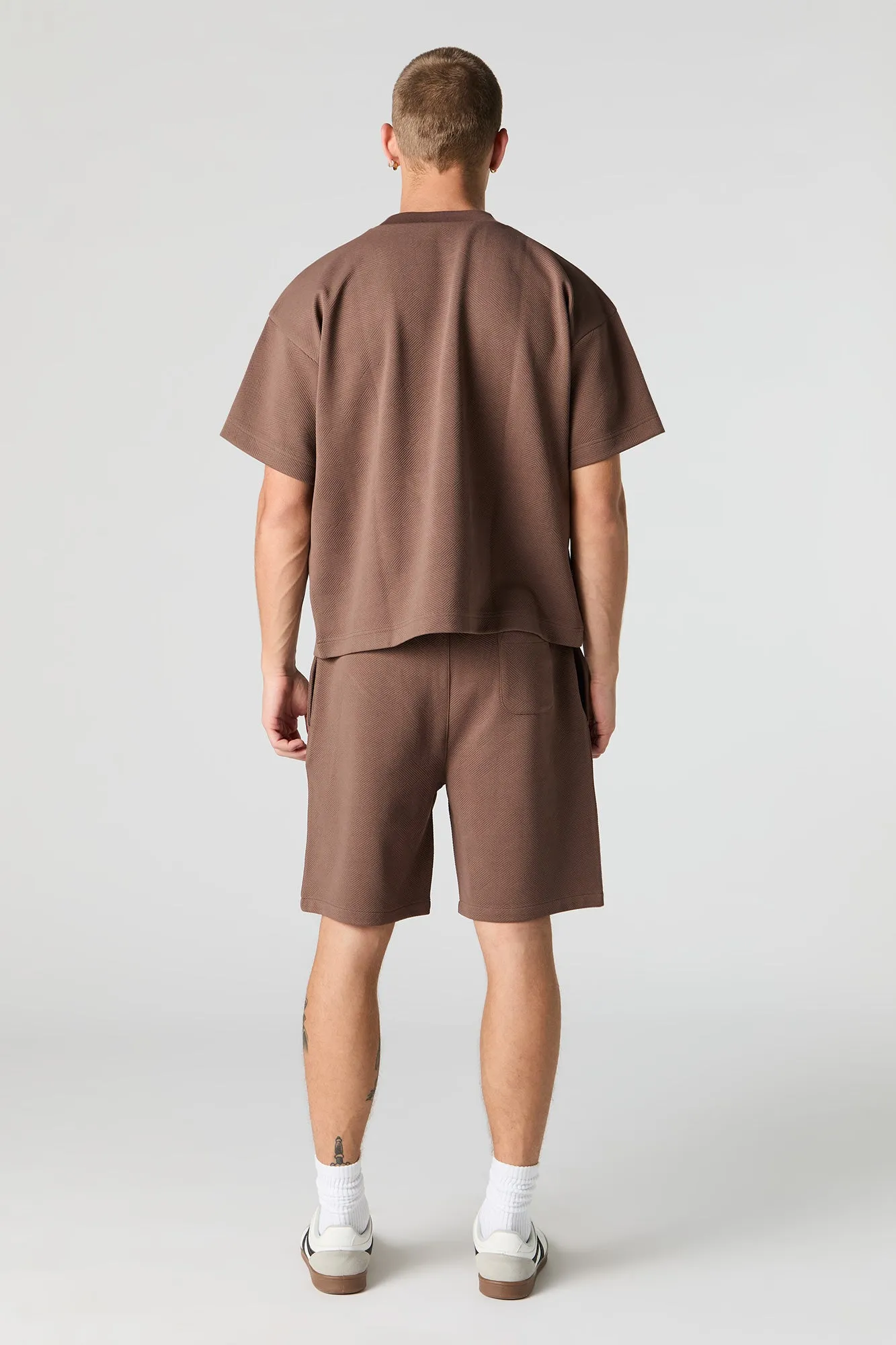 Short texturé à taille coulissante