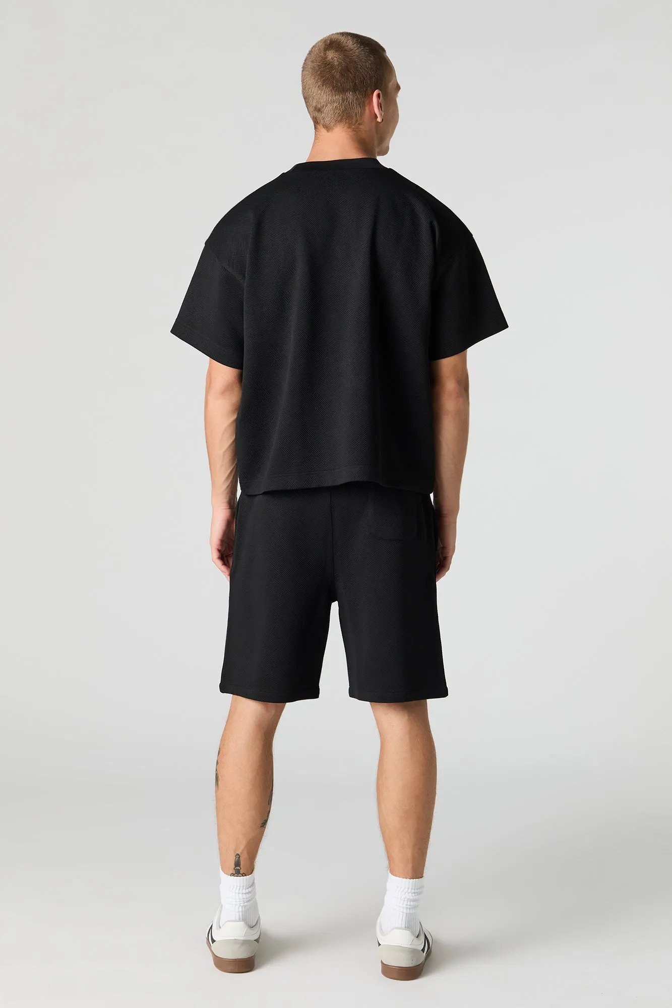 Short texturé à taille coulissante