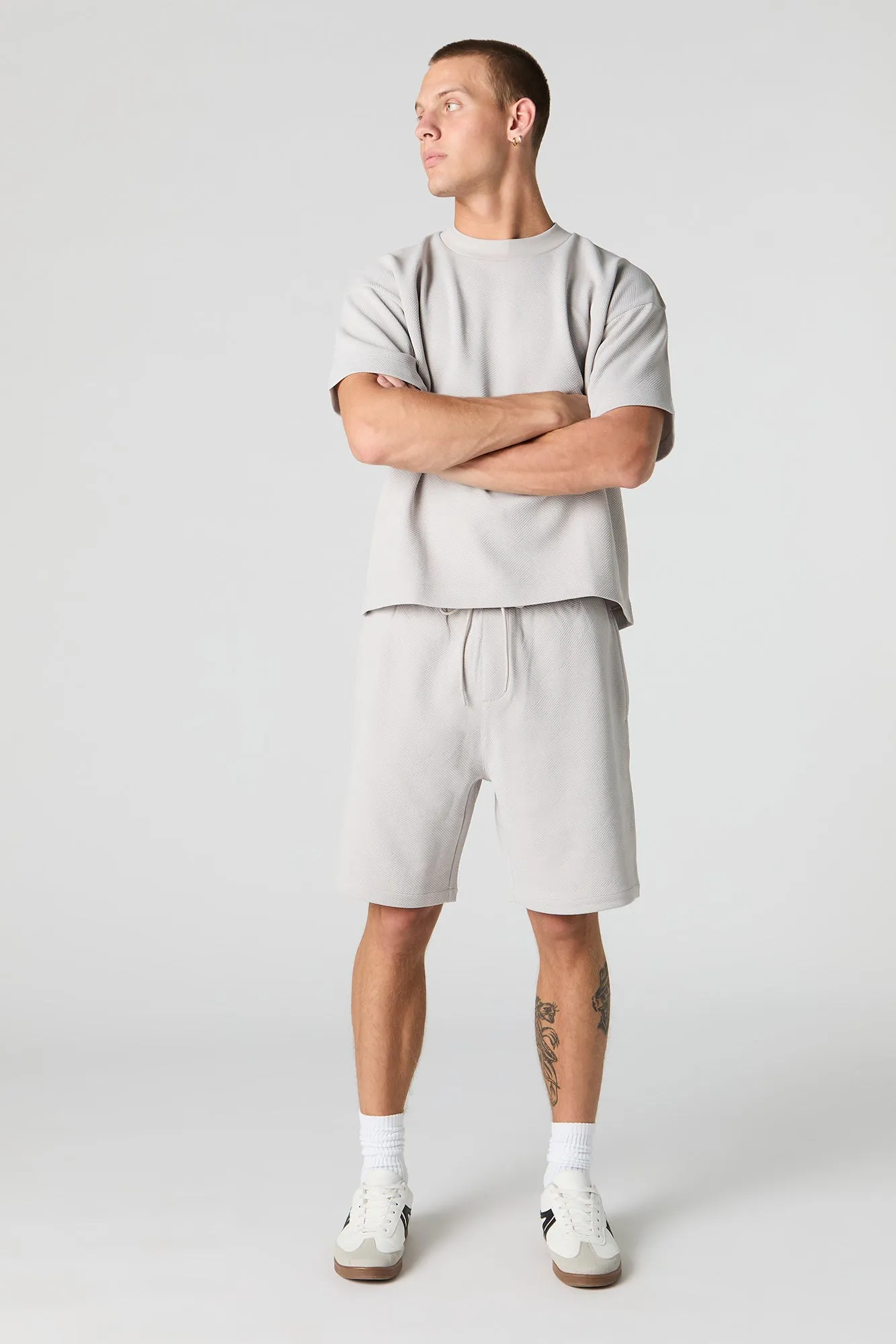 Short texturé à taille coulissante