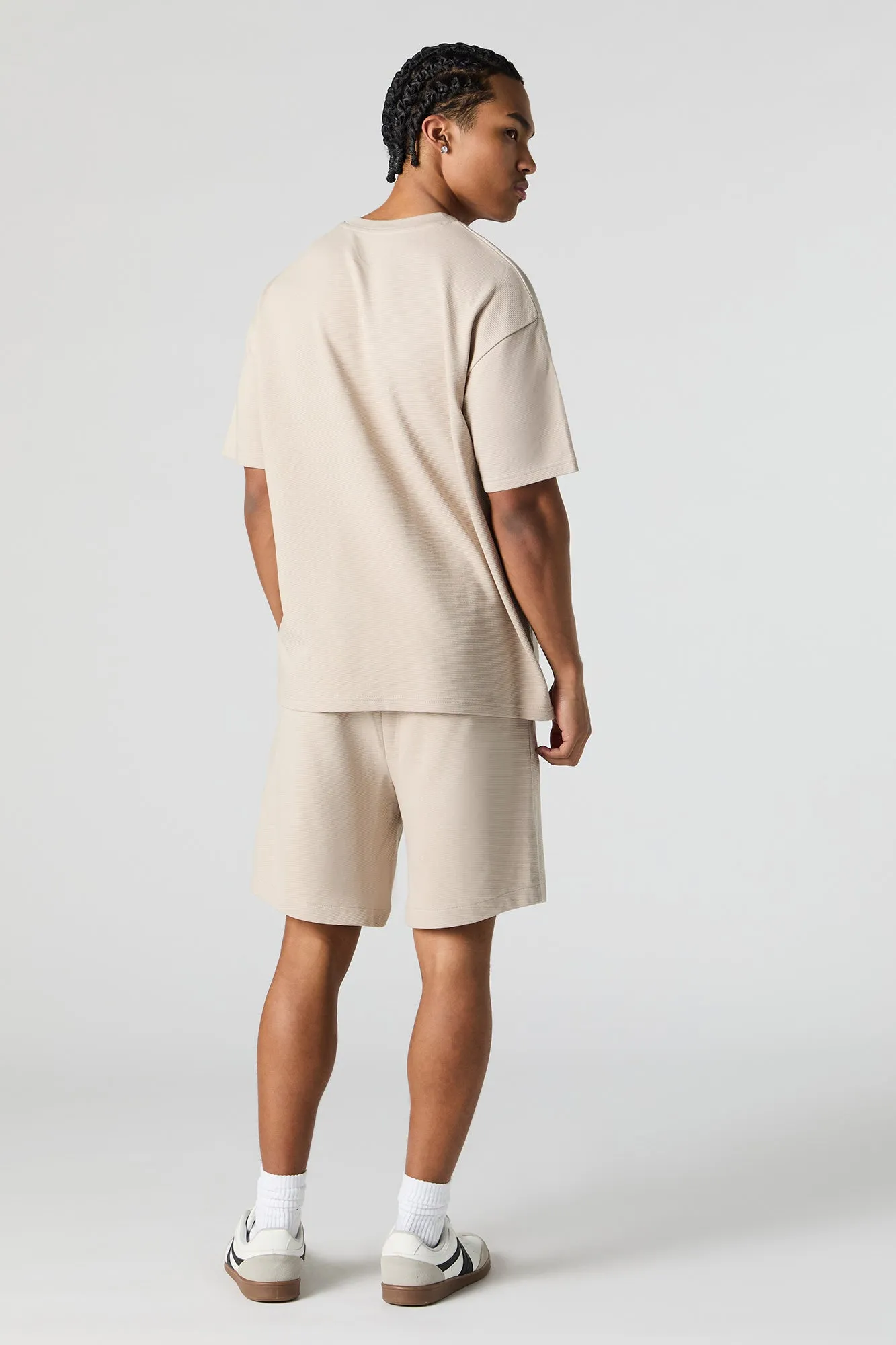 Short texturé à taille coulissante