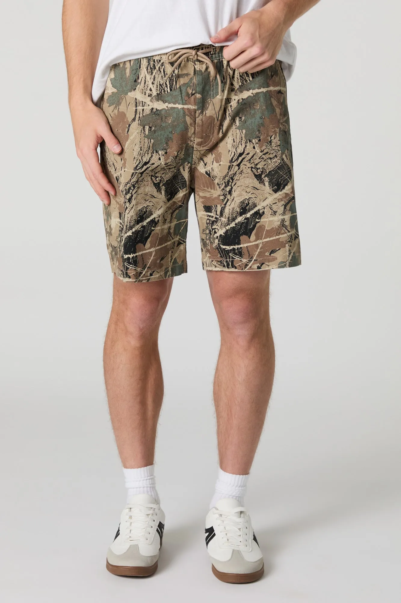 Short uni à taille coulissante