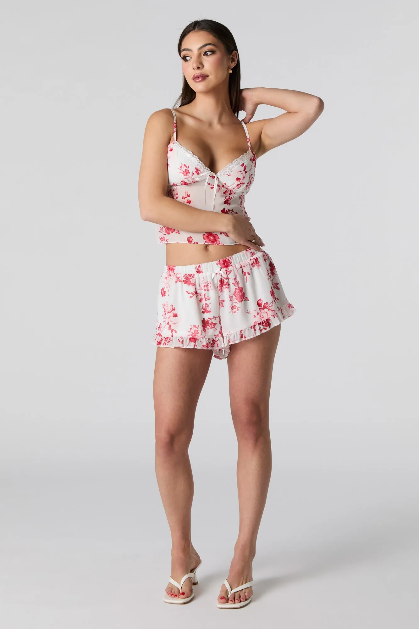 Short volanté en chiffon imprimé