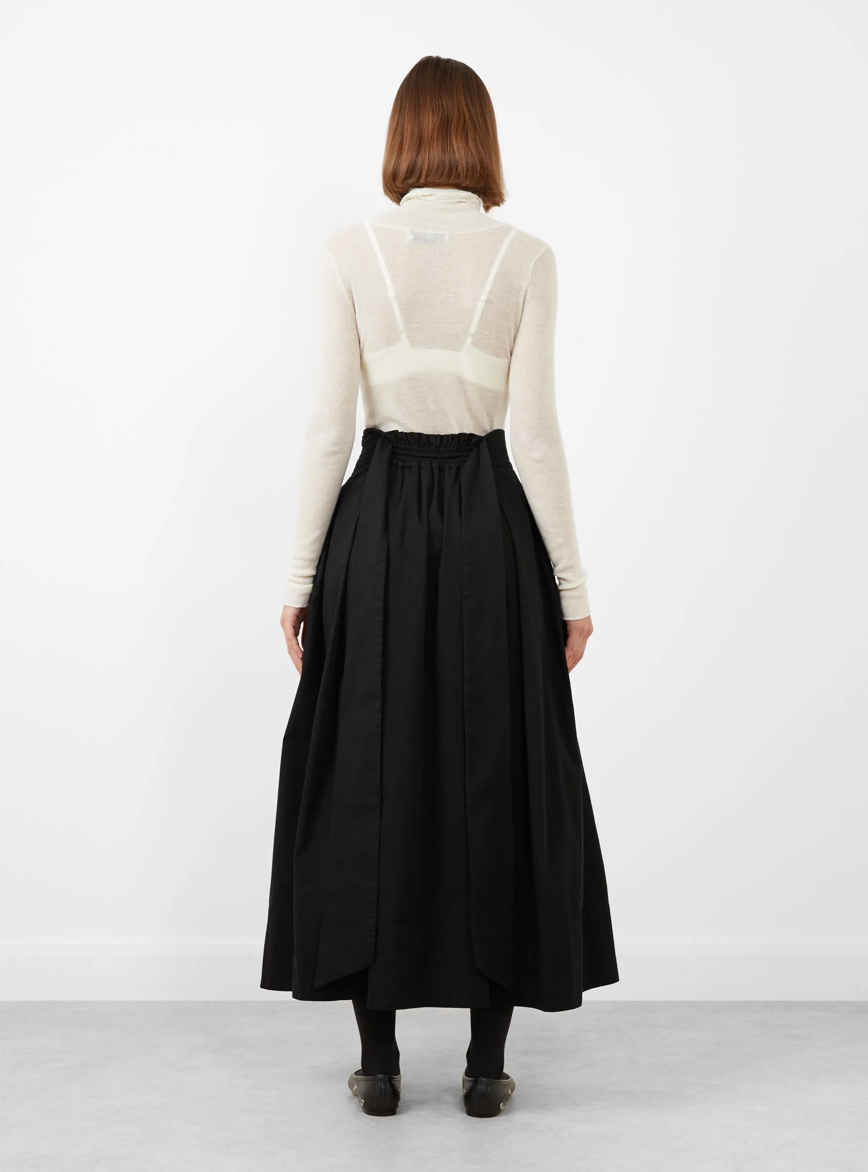 Smocked Tie Front Skirt Black