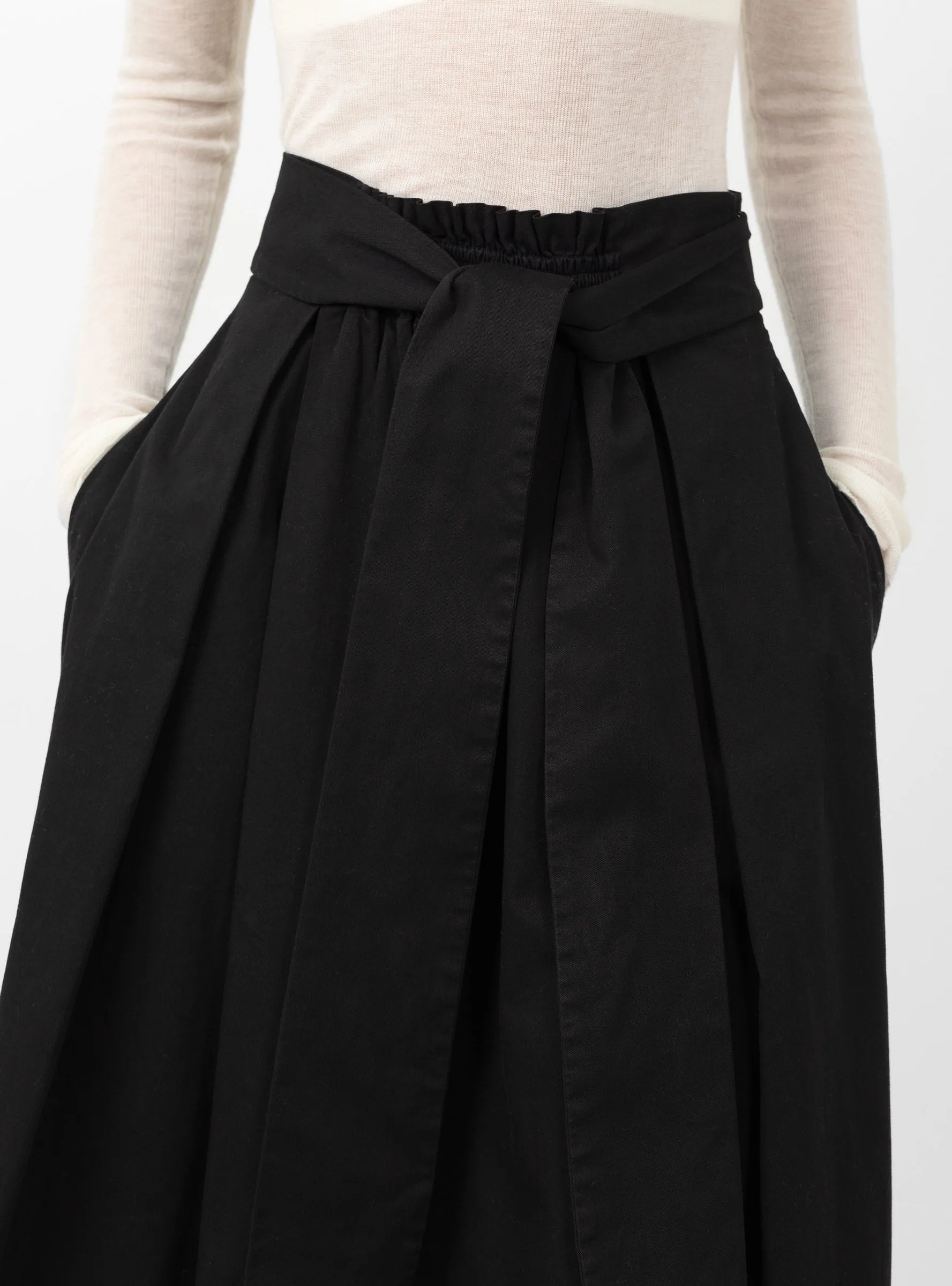 Smocked Tie Front Skirt Black