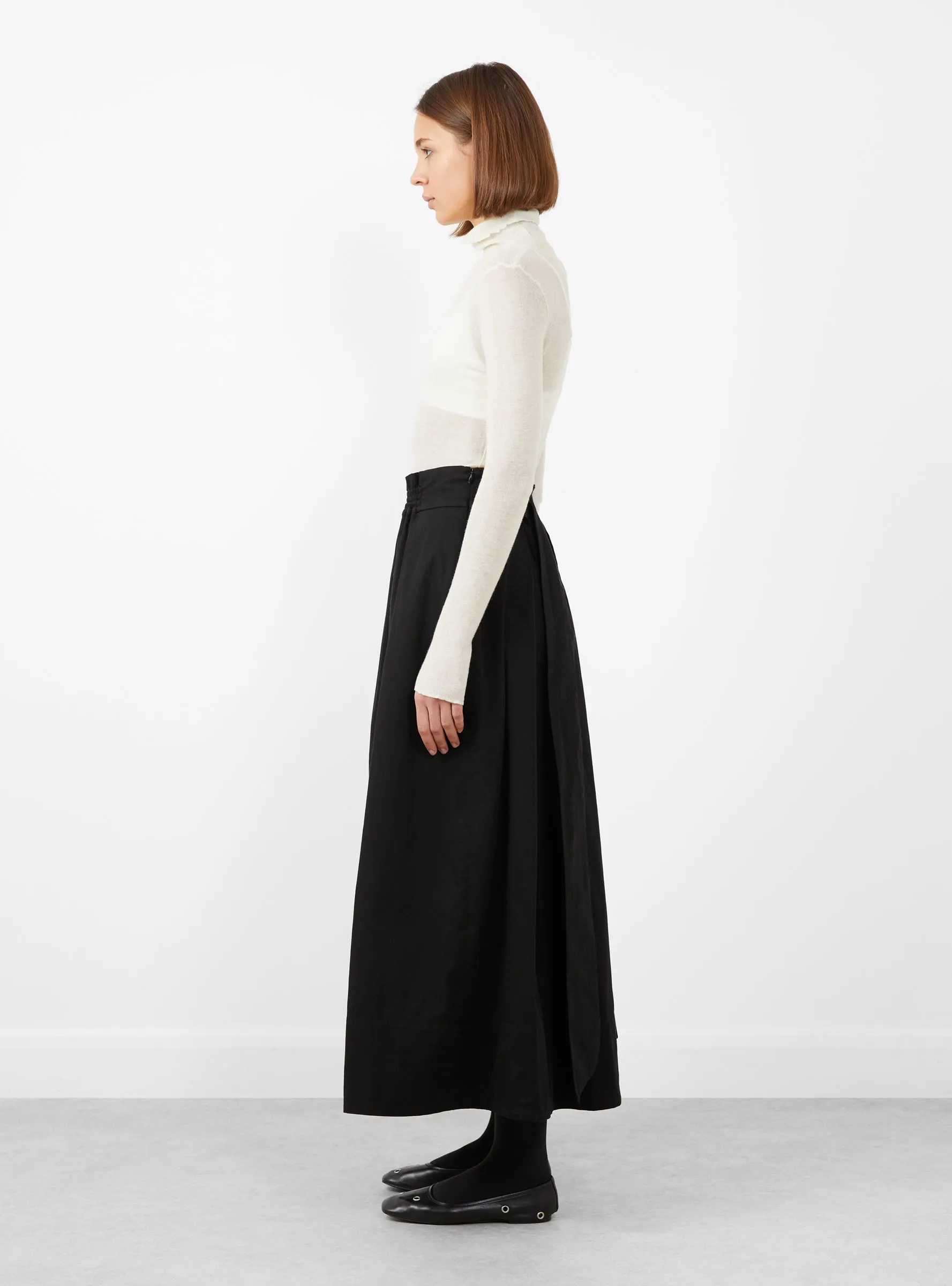 Smocked Tie Front Skirt Black