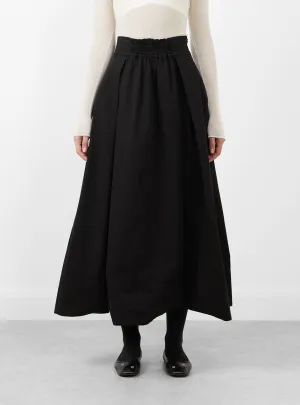 Smocked Tie Front Skirt Black