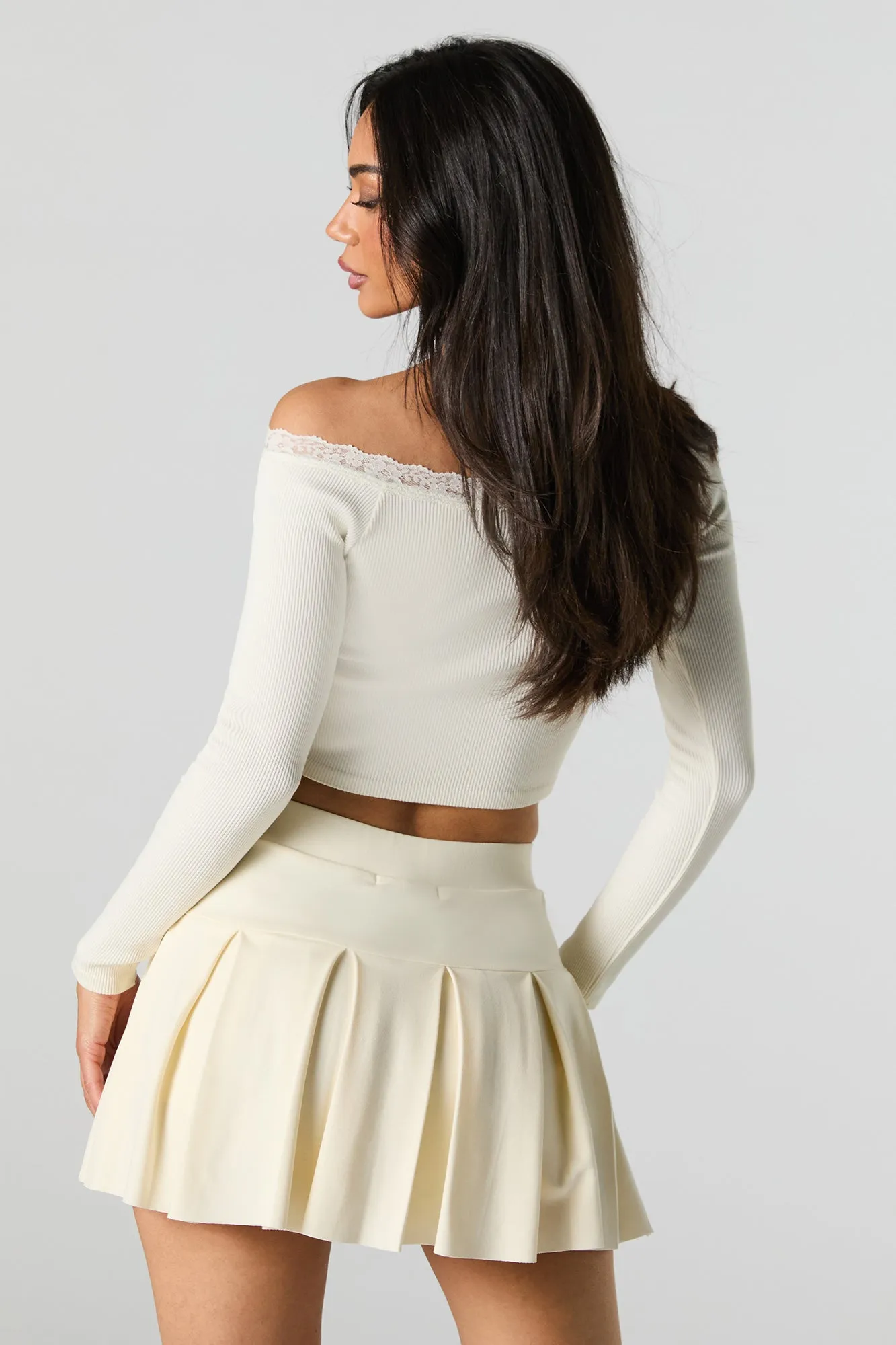 Solid Pleated Mini Skort