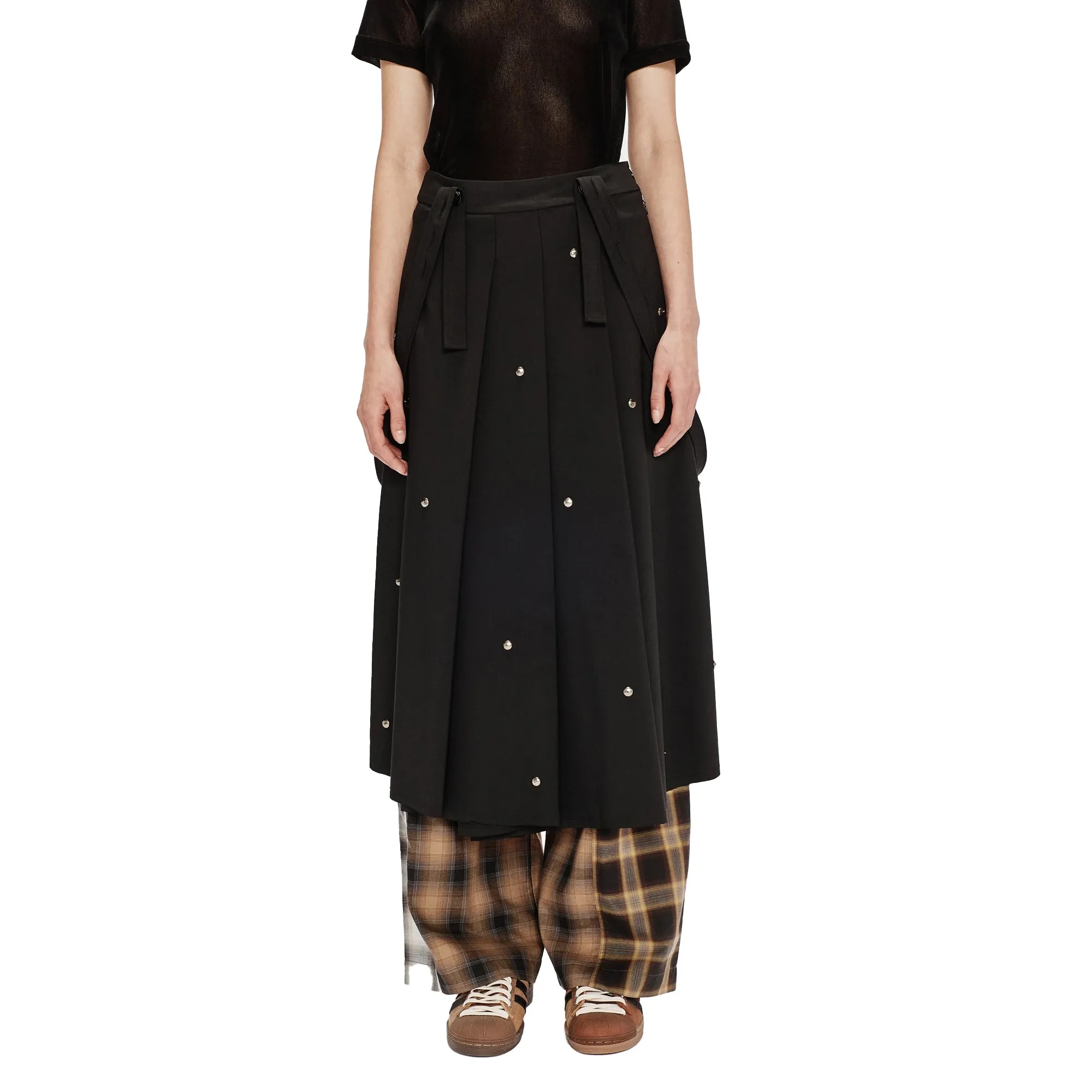 Song For The Mute Metal Bead Pleated Skirt Black