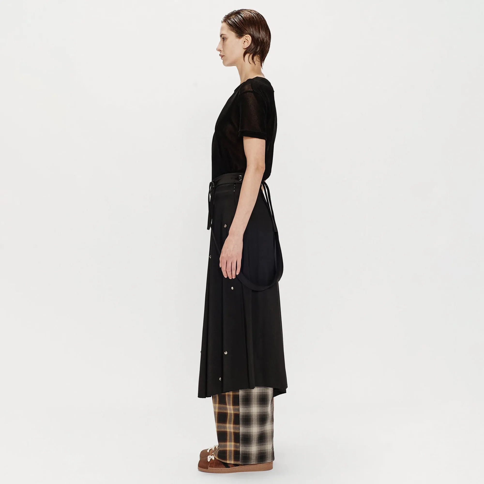 Song For The Mute Metal Bead Pleated Skirt Black