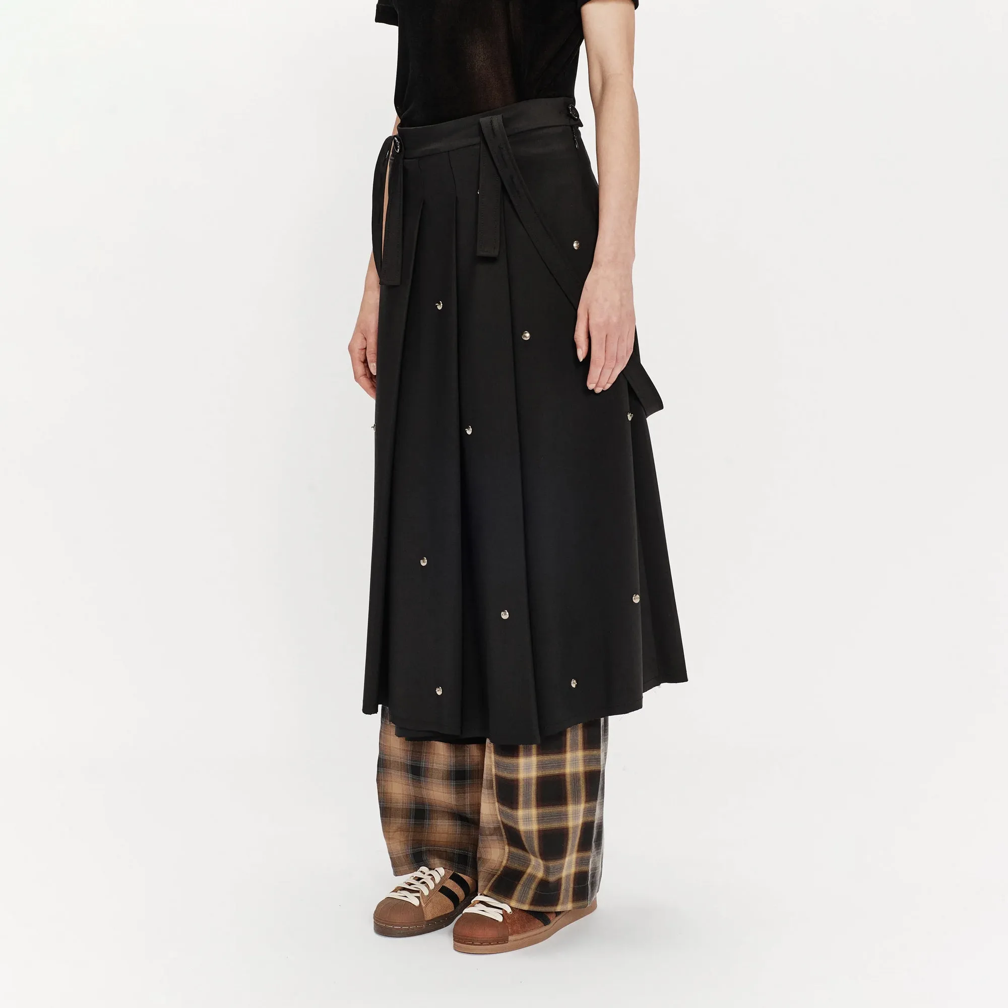 Song For The Mute Metal Bead Pleated Skirt Black