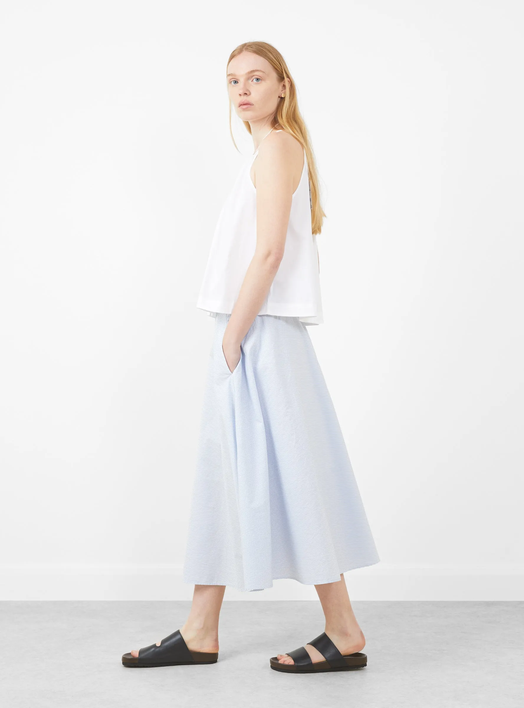 Stripe Circular Skirt Sax