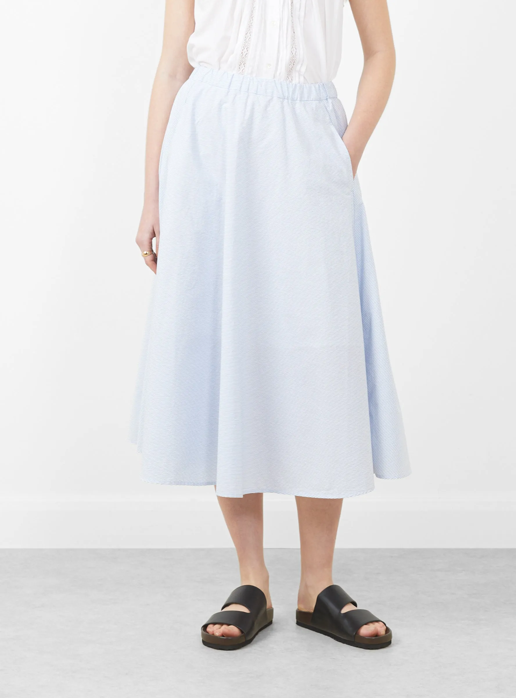 Stripe Circular Skirt Sax