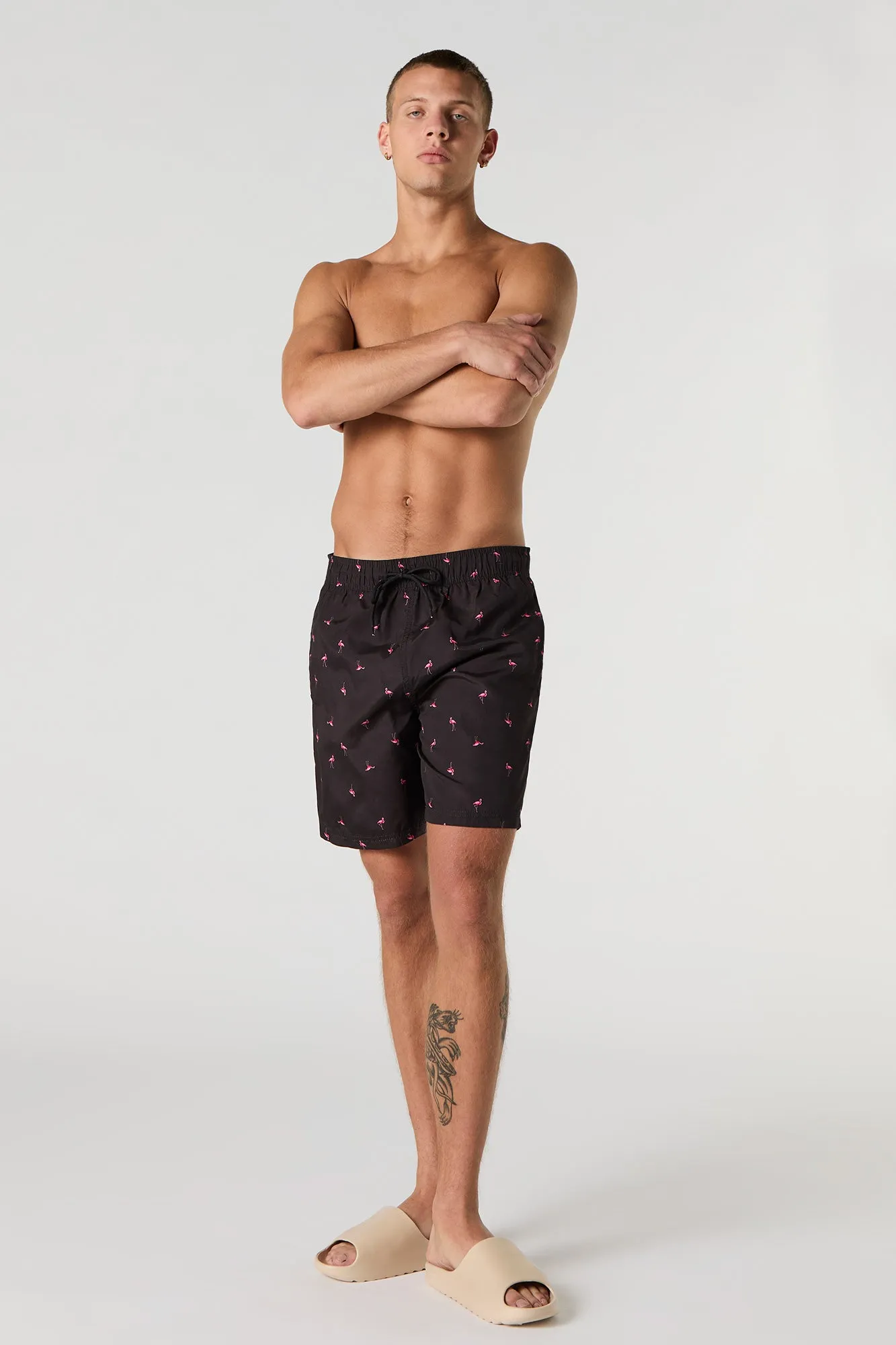 Summer Print Drawstring Swim Short