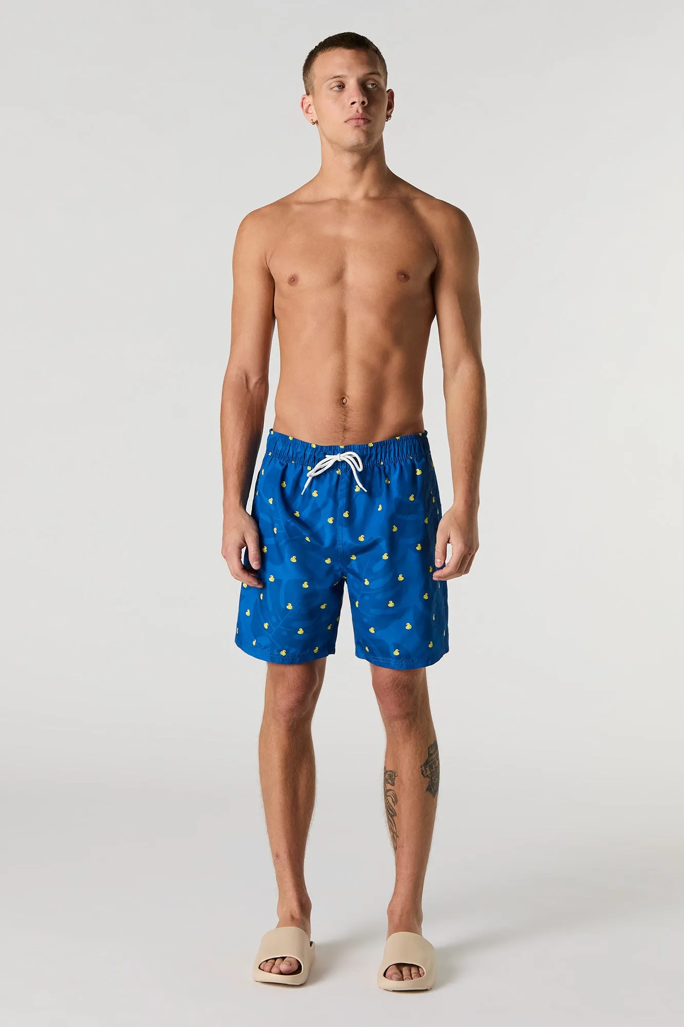 Summer Print Drawstring Swim Short