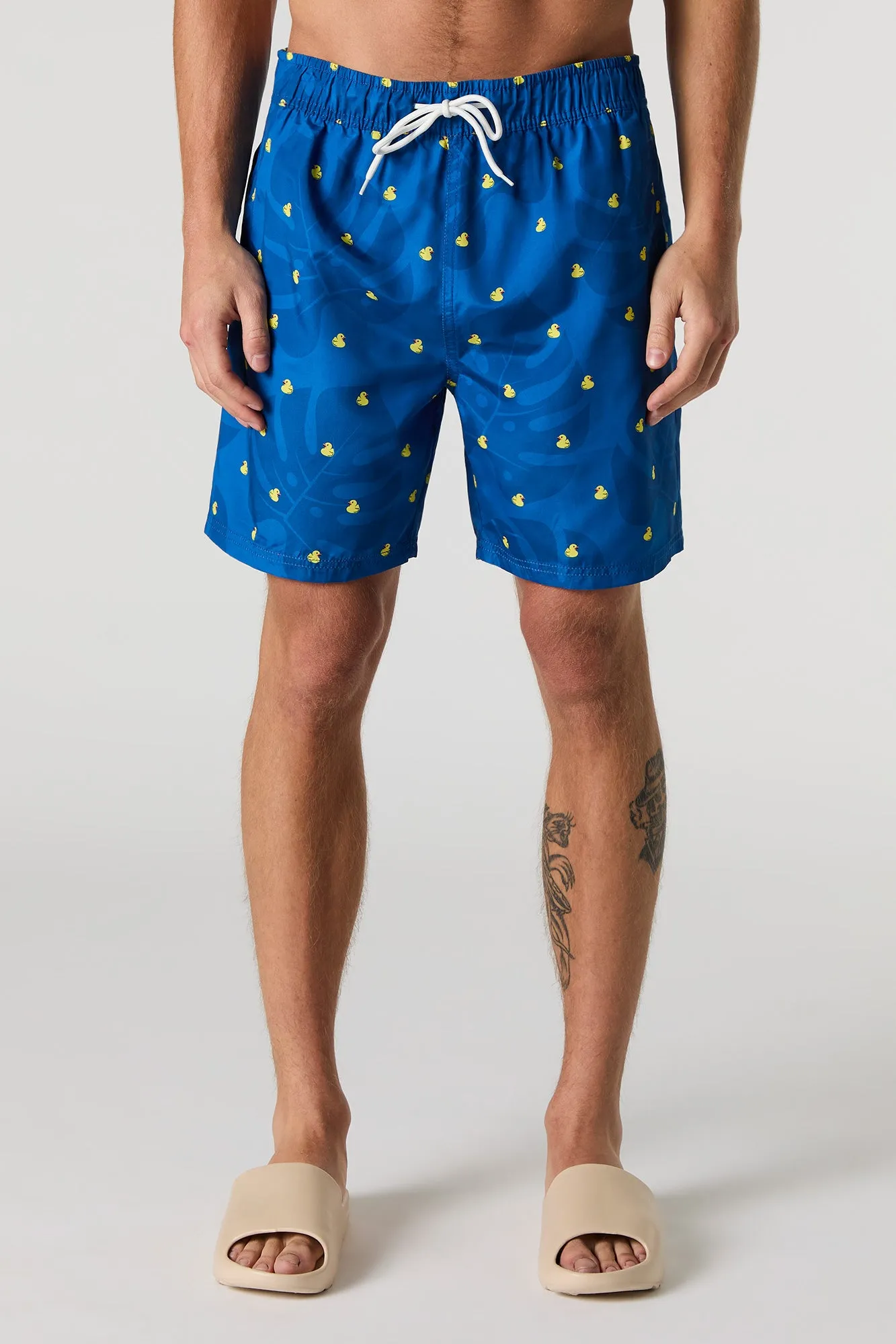 Summer Print Drawstring Swim Short