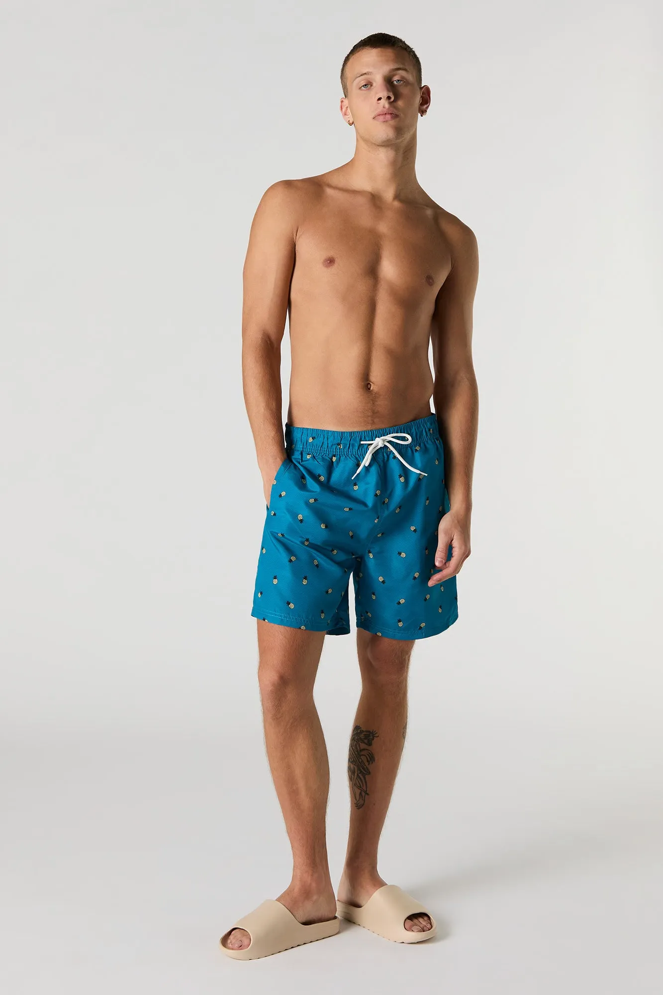 Summer Print Drawstring Swim Short