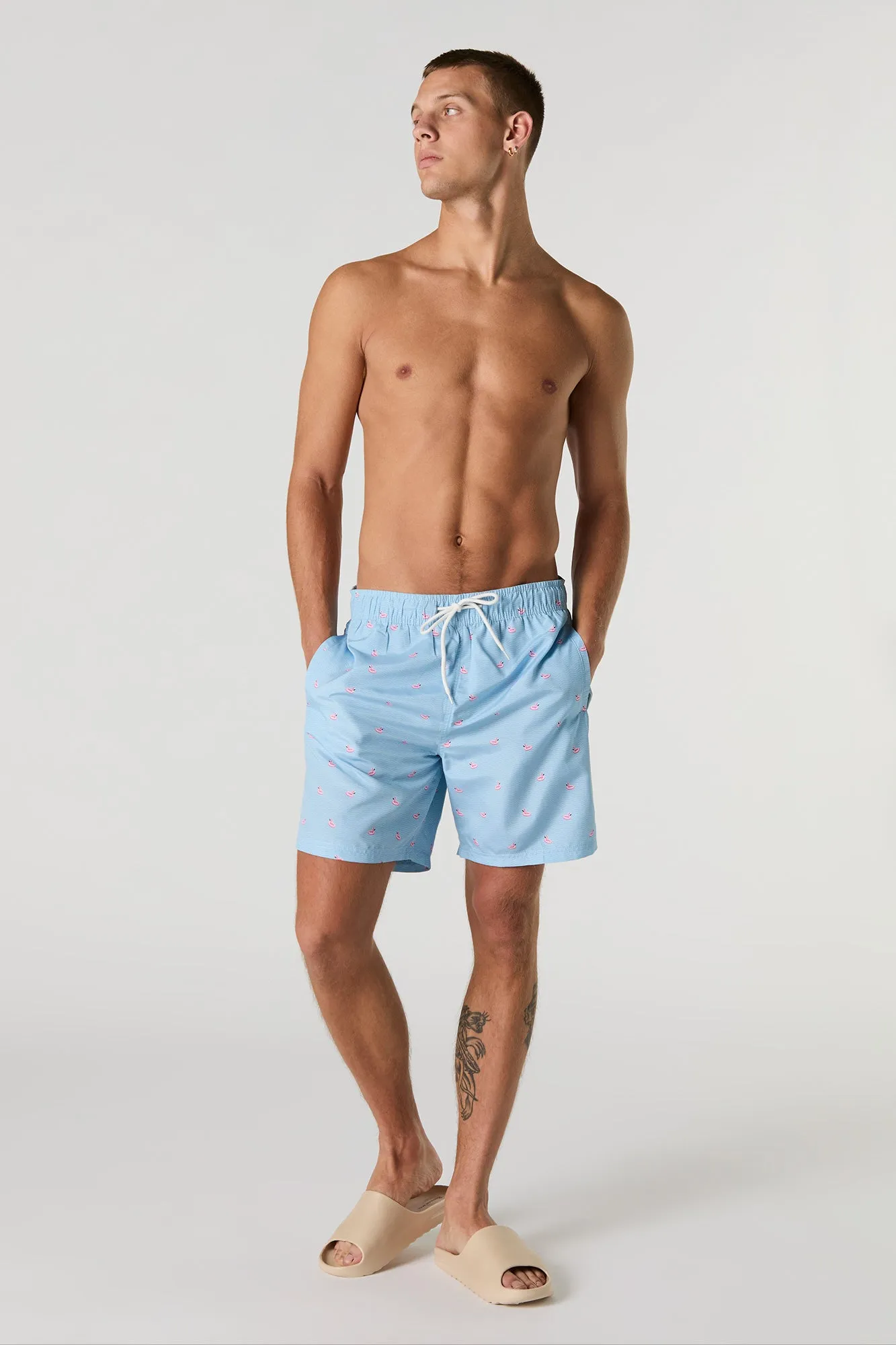 Summer Print Drawstring Swim Short
