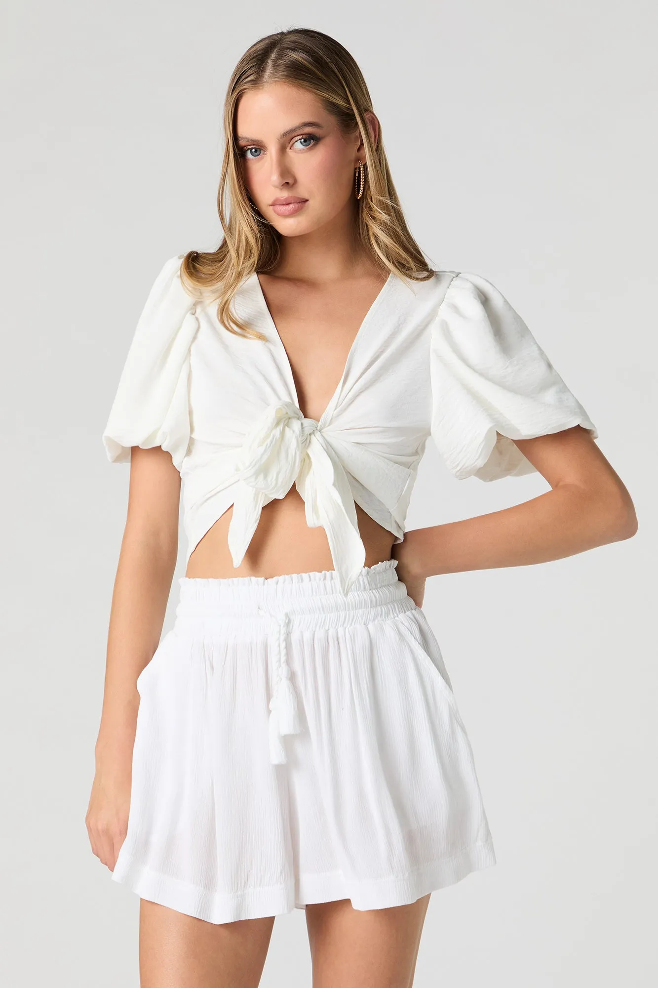 Tassel Drawstring Flowy Short