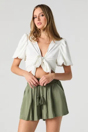 Tassel Drawstring Flowy Short
