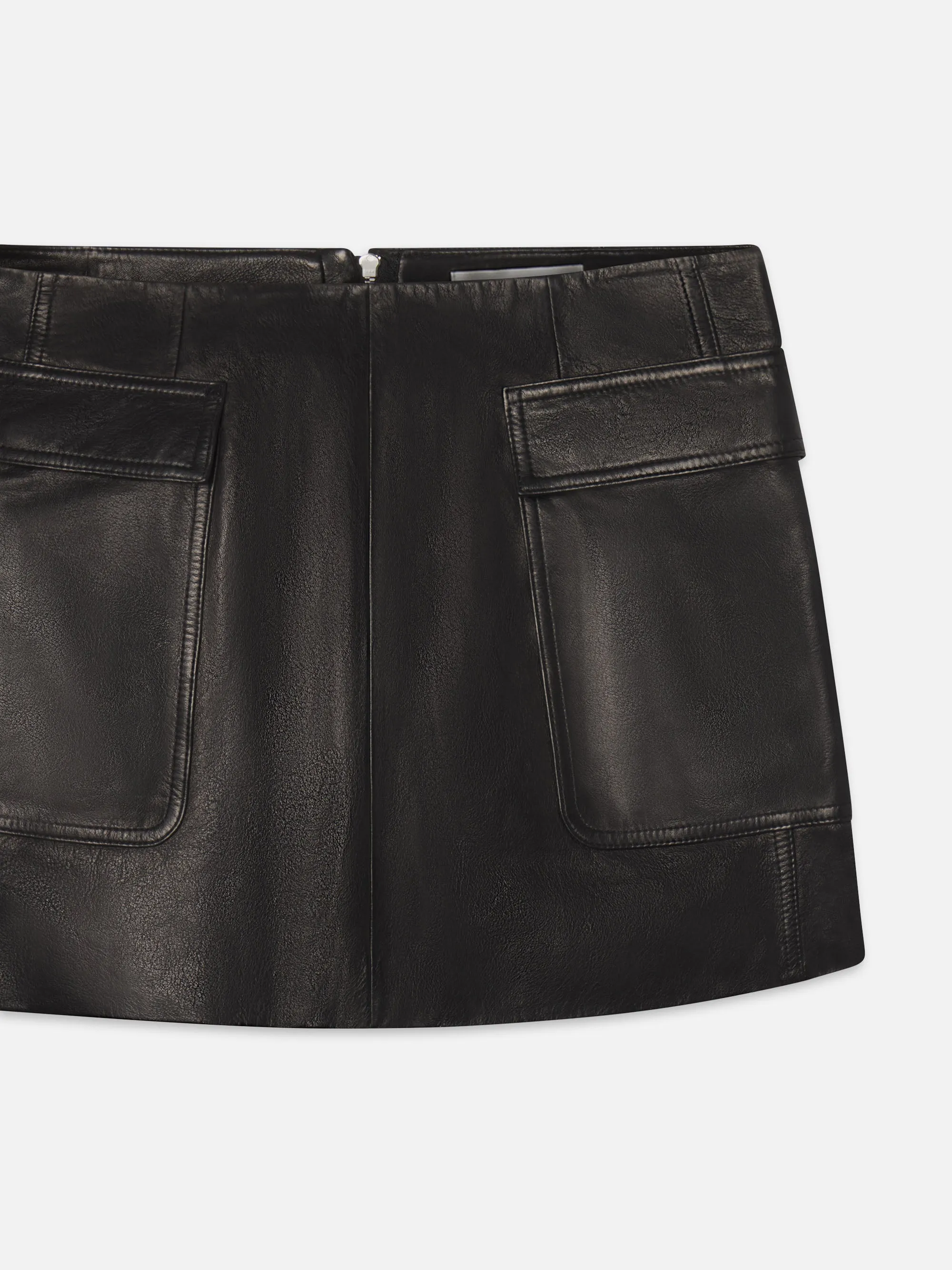 The Leather Cargo Skirt -- Black