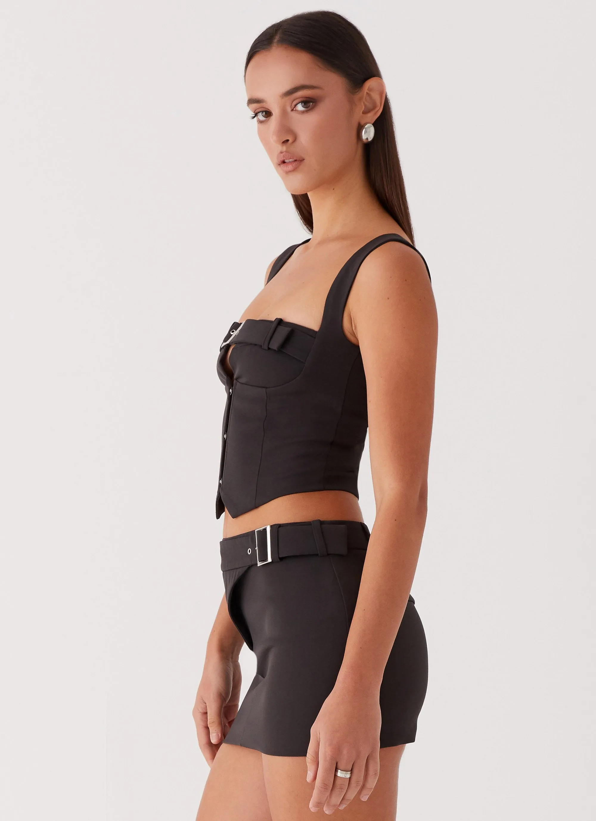 Too Many Nights Belt Mini Skirt - Black