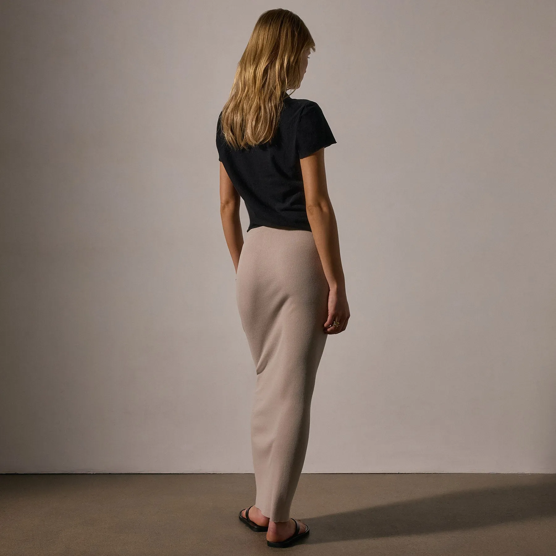 Tubular Rib Pencil Skirt - Faint