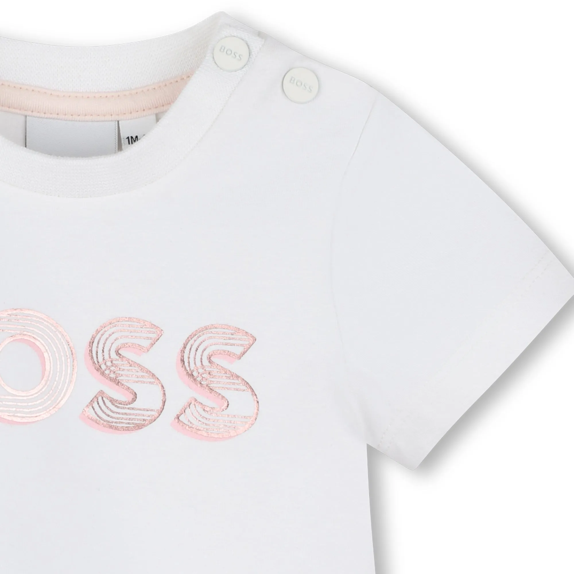 White Shirt Pink Logo T-Shirt