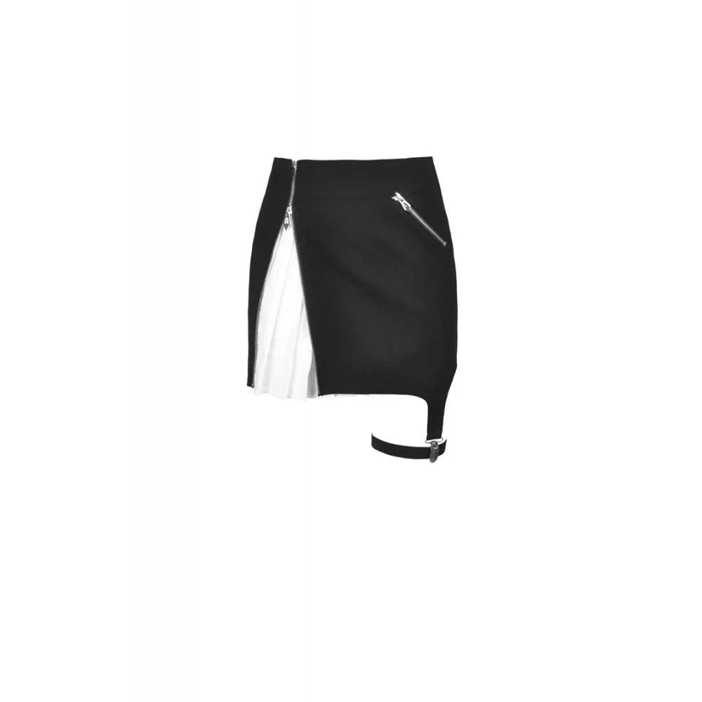 Women's Punk Black&White Side Irregular Short Skirts