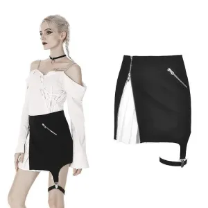 Women's Punk Black&White Side Irregular Short Skirts
