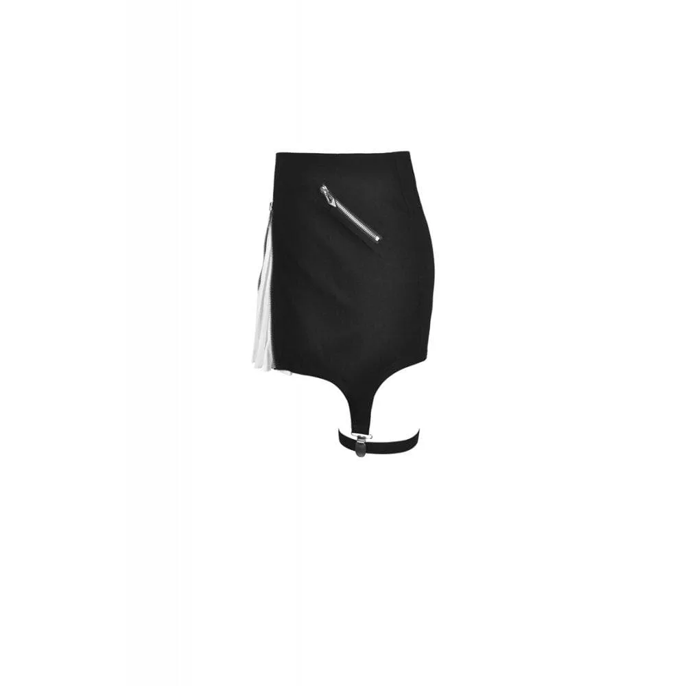 Women's Punk Black&White Side Irregular Short Skirts