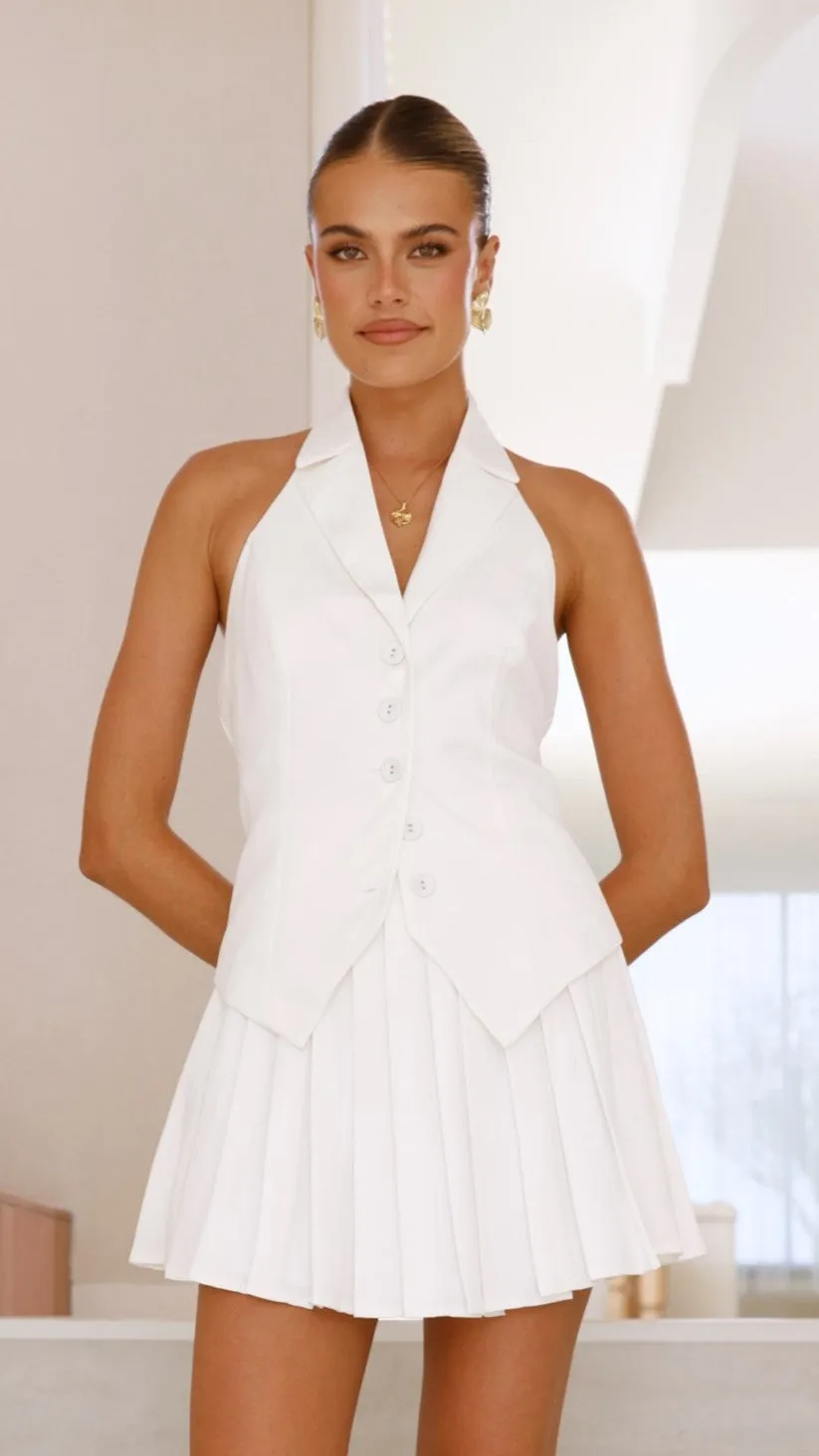 Zappa Pleated Mini Skirt - White