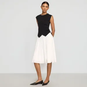 Zazie Shirred Stretch-Waist Midi Skirt